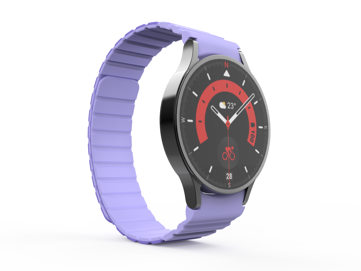 SYSTEM-S 20 mm segulmagnað sílikonól fyrir Samsung Galaxy Watch 5 4 í fjólubláu