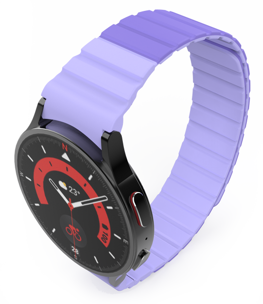 SYSTEM-S 20 mm segulmagnað sílikonól fyrir Samsung Galaxy Watch 5 4 í fjólubláu