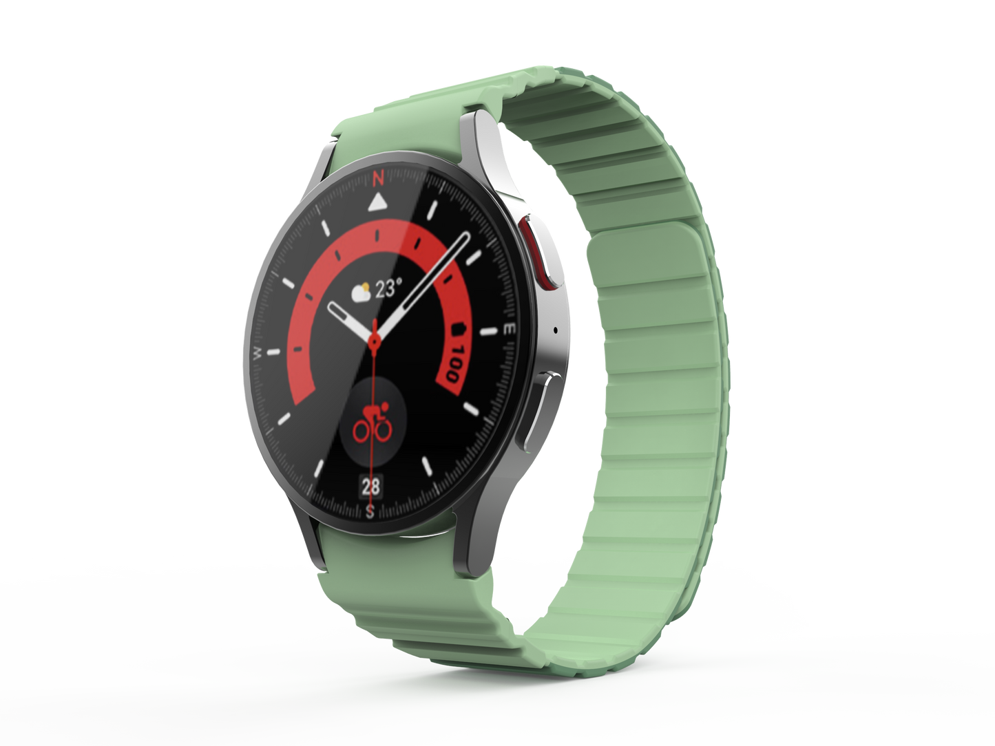 SYSTEM-S Armband 20 mm aus Silikon magnetisch für Samsung Galaxy Watch 5 4 in Grün