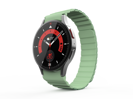 SYSTEM-S Armband 20 mm aus Silikon magnetisch für Samsung Galaxy Watch 5 4 in Grün