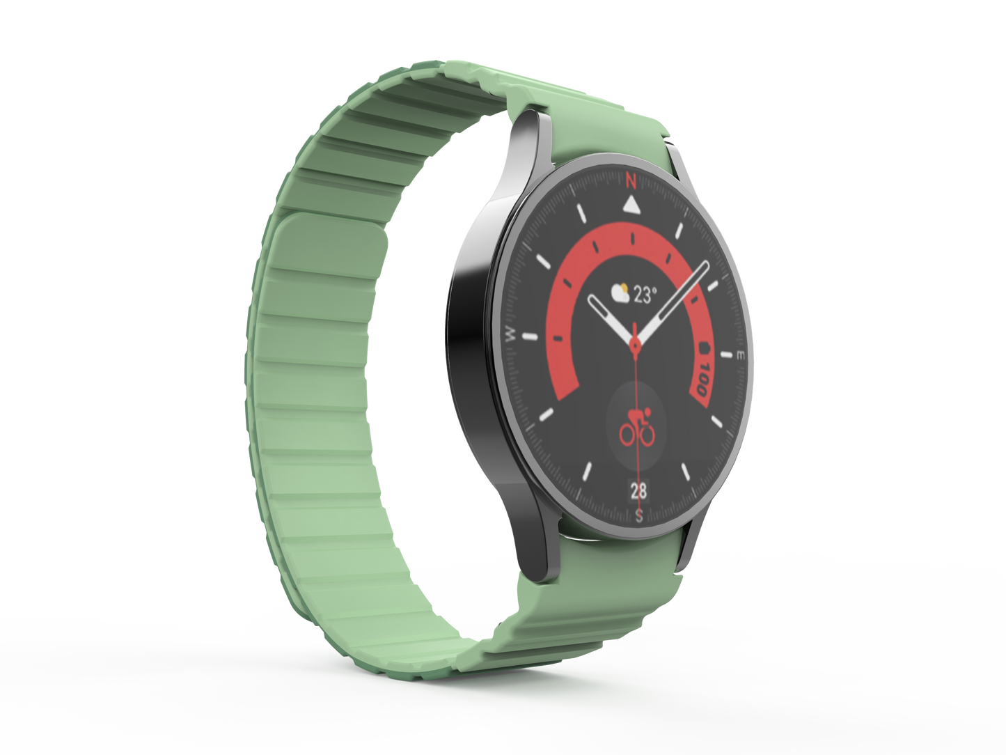 SYSTEM-S Armband 20 mm aus Silikon magnetisch für Samsung Galaxy Watch 5 4 in Grün
