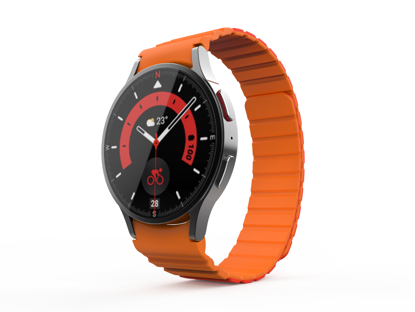 SYSTEM-S Armband 20 mm aus Silikon magnetisch für Samsung Galaxy Watch 5 4 in Rot