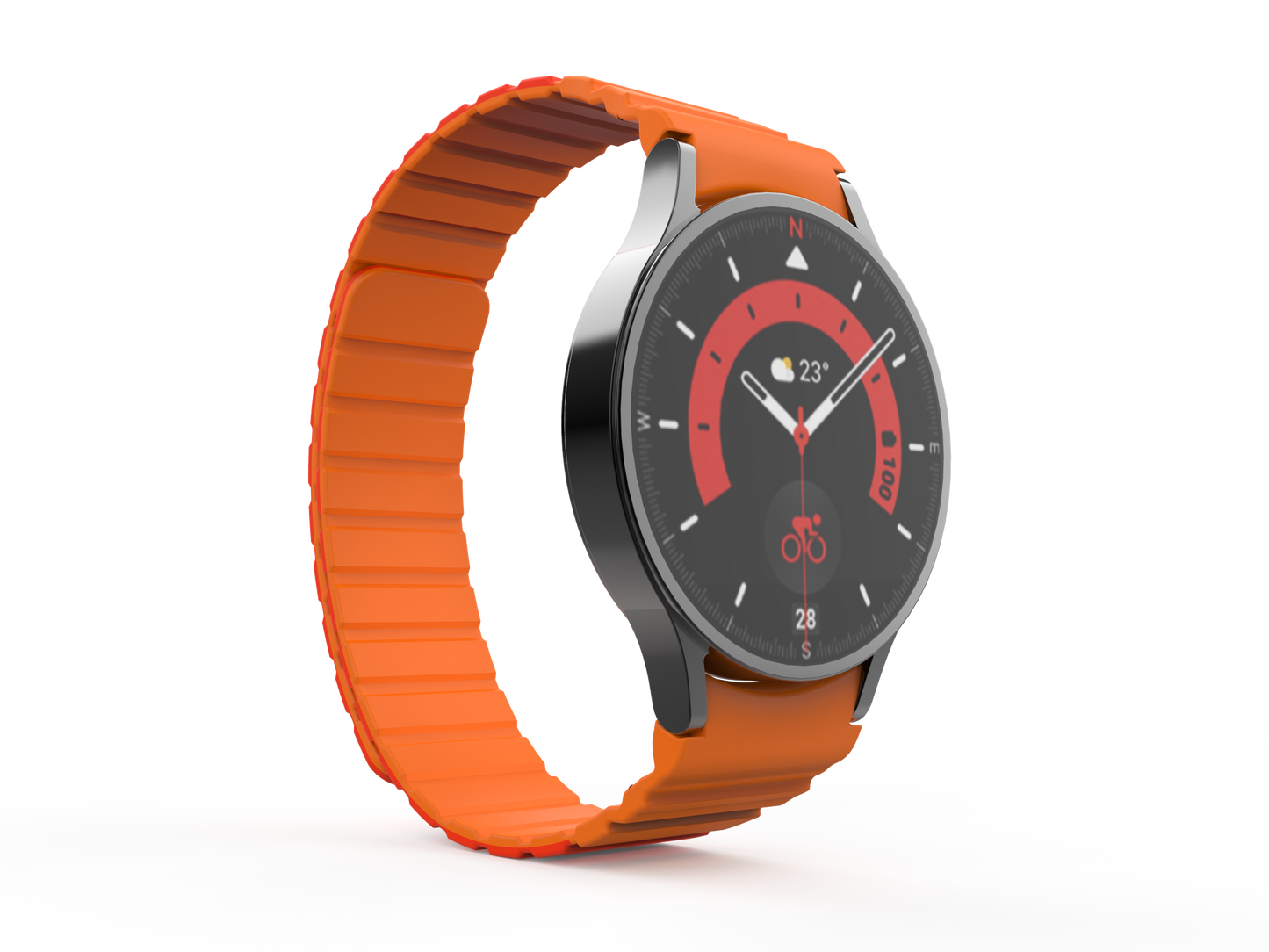 SYSTEM-S Armband 20 mm aus Silikon magnetisch für Samsung Galaxy Watch 5 4 in Rot