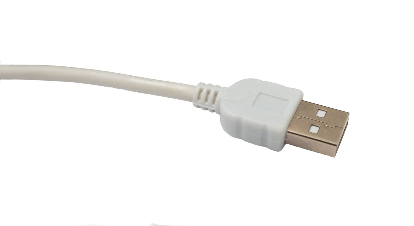 SYSTEM-S USB 2.0 snúra, 3 m, karlkyns A í karlkyns mini-B tengi, 5V, hvít