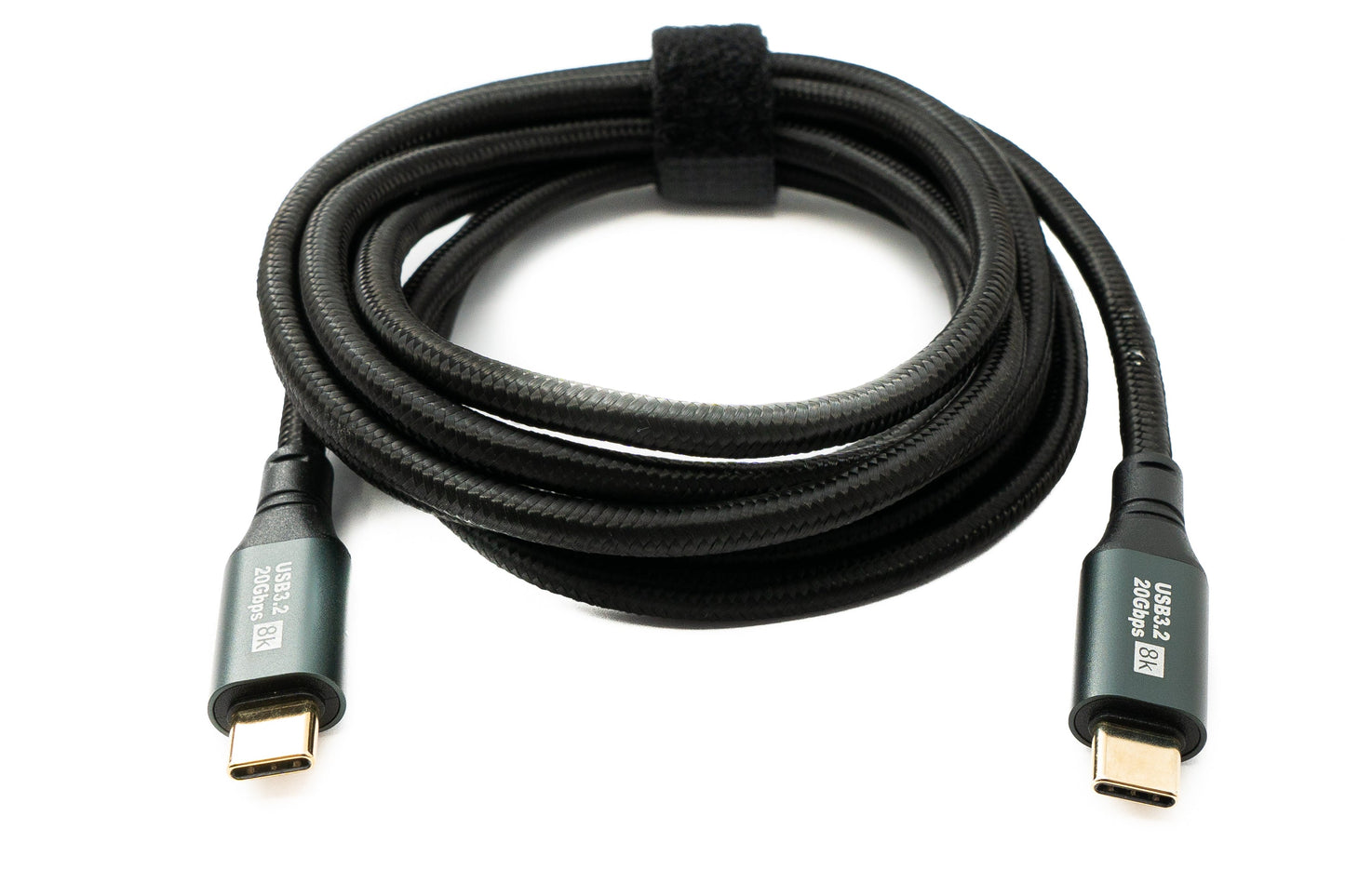 SYSTEM-S USB 3.2 Gen 2 8K 2 m snúra af gerð C karlkyns í karlkyns fléttuð 20 Gbps 100 W samhæft við iPhone 15