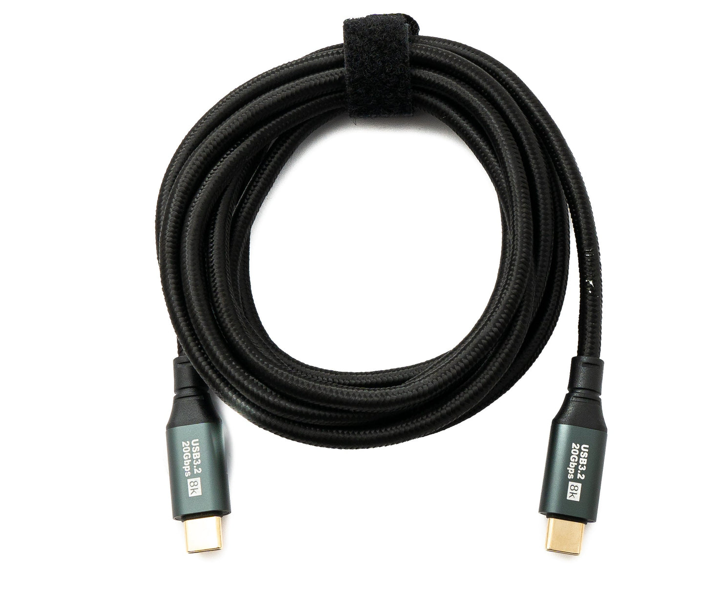 SYSTEM-S USB 3.2 Gen 2 8K 2 m snúra af gerð C karlkyns í karlkyns fléttuð 20 Gbps 100 W samhæft við iPhone 15