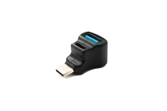 SYSTEM-S USB Y Adapter 3.1 Type C Male to Female & A Female Angle 5 Gbit/s Cable in Black