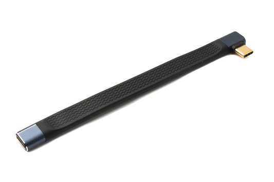 SYSTEM-S USB4 USB 10 cm snúra af gerðinni C karlkyns í kvenkyns, vinklaður, flatur 40 Gbit/s 240 W USB 4.0 snúra