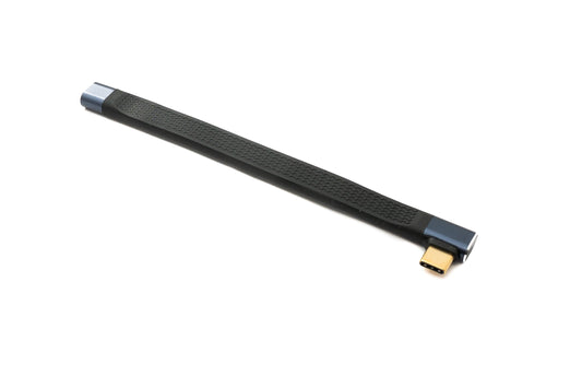 SYSTEM-S USB4 USB 10 cm snúra af gerðinni C karlkyns í kvenkyns, vinklaður, flatur 40 Gbit/s 240 W USB 4.0 snúra