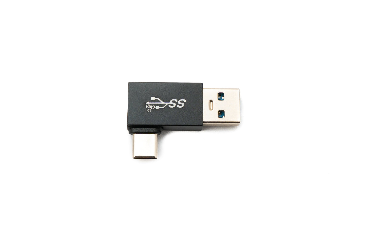 SYSTEM-S USB 3.0 millistykki af gerðinni A karlkyns í 3.1 C karlkyns einátta hornsnúra með 5 Gbit/s snúru í svörtu