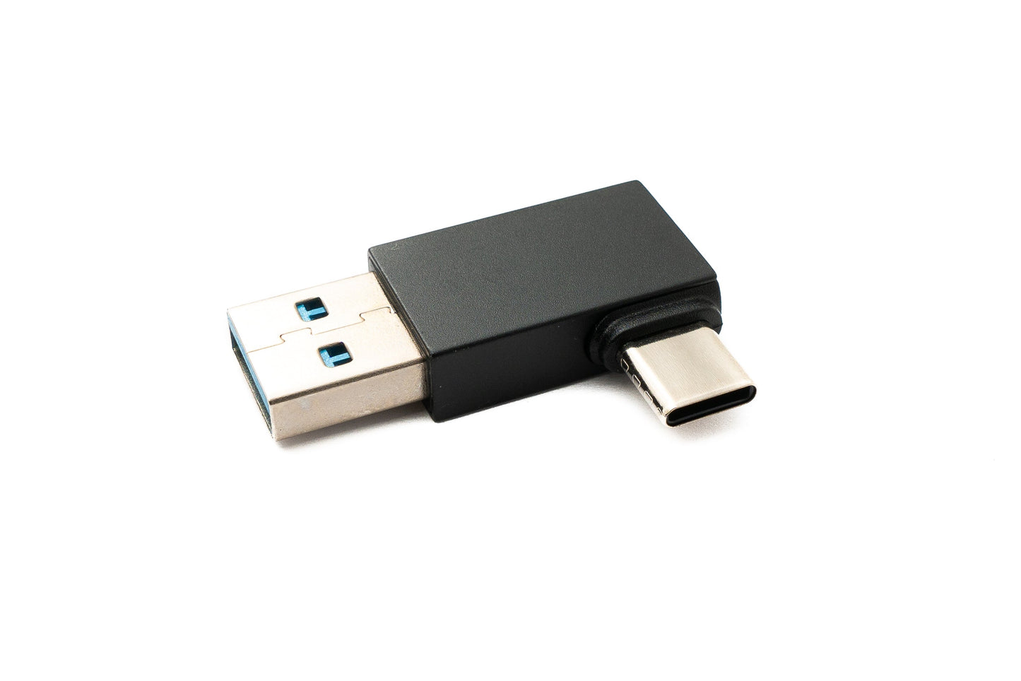 SYSTEM-S USB 3.0 millistykki af gerðinni A karlkyns í 3.1 C karlkyns einátta hornsnúra með 5 Gbit/s snúru í svörtu
