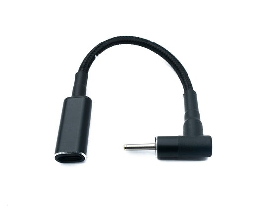SYSTEM-S DC 20V snúra 15 cm 2,5 x 0,7 karlkyns í USB 3.1 Tegund C kvenkyns fléttað vinklað