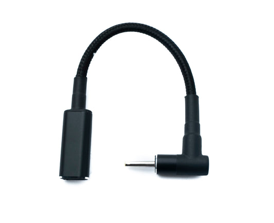 SYSTEM-S DC 20V snúra 15 cm 2,5 x 0,7 karlkyns í USB 3.1 Tegund C kvenkyns fléttað vinklað