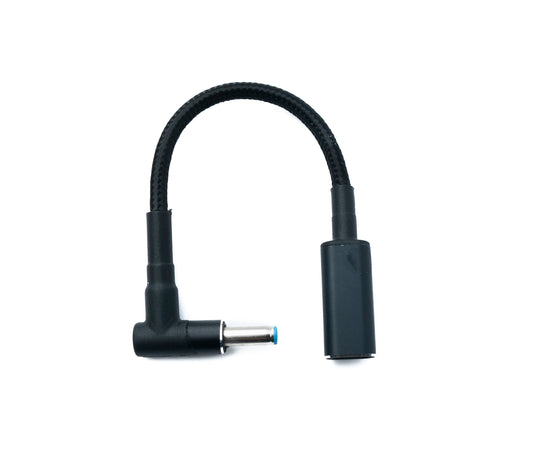 SYSTEM-S DC 20V snúra 15 cm 4,5 x 3,0 karlkyns í USB 3.1 Type C kvenkyns fléttuð fyrir HP