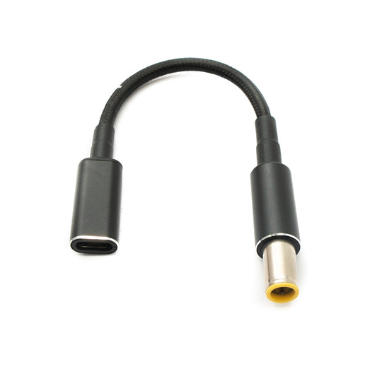 SYSTEM-S DC 20V snúra 15 cm 7,9 x 5,5 karlkyns í USB 3.1 Type C kvenkyns fléttað fyrir Lenovo
