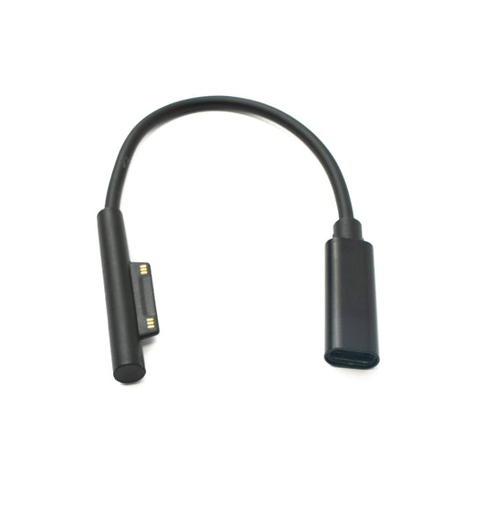 SYSTEM-S USB 3.1 snúra 15 cm Type C kvenkyns hleðslusnúra fyrir Microsoft Surface svart