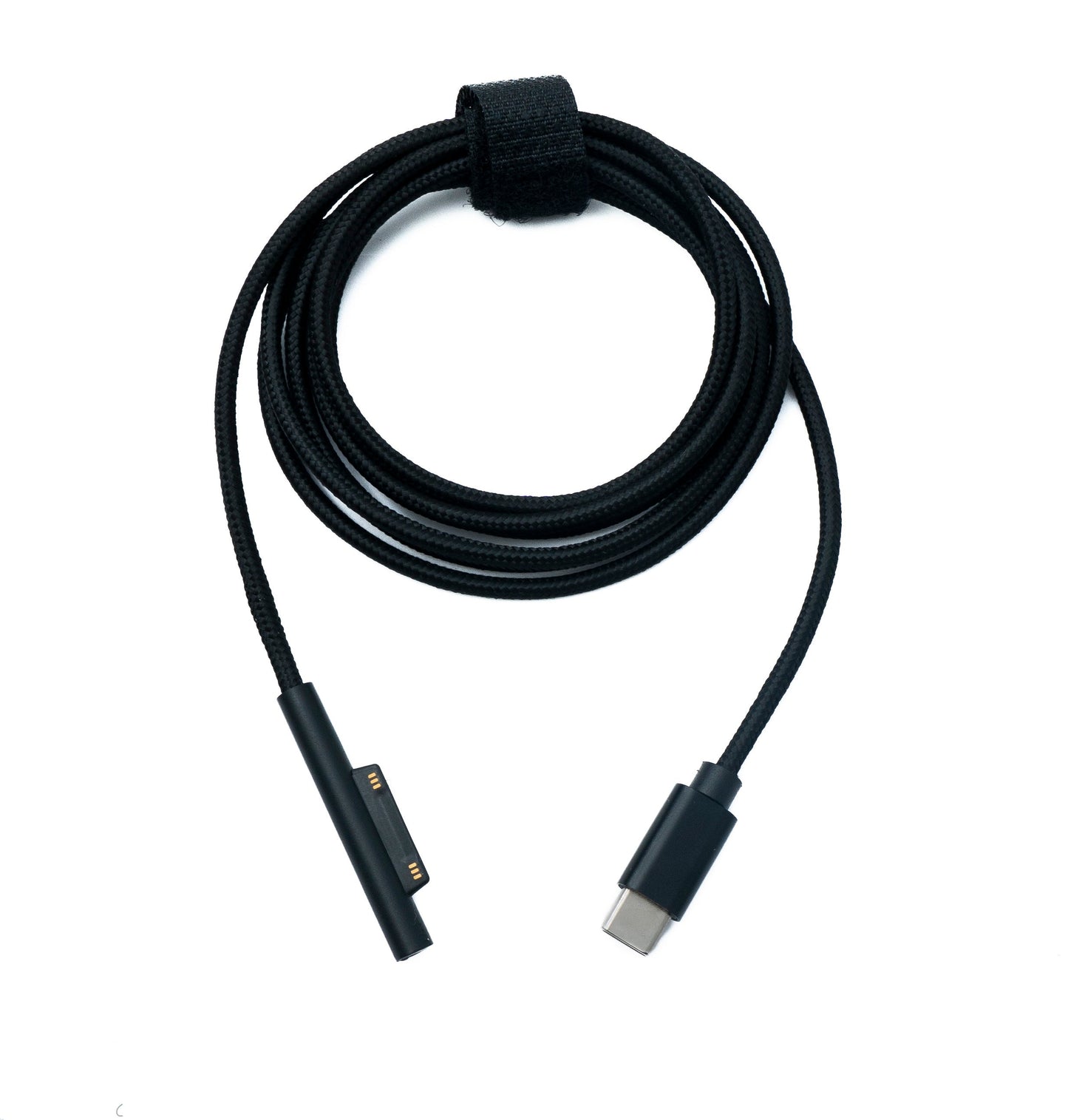 SYSTEM-S USB 3.1 snúra, 150 cm, hleðslusnúra fyrir Microsoft Surface, fléttuð í svörtu.
