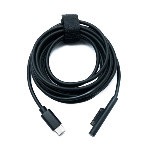 SYSTEM-S USB 3.1 snúra, 3 m hleðslusnúra fyrir Microsoft Surface, svört