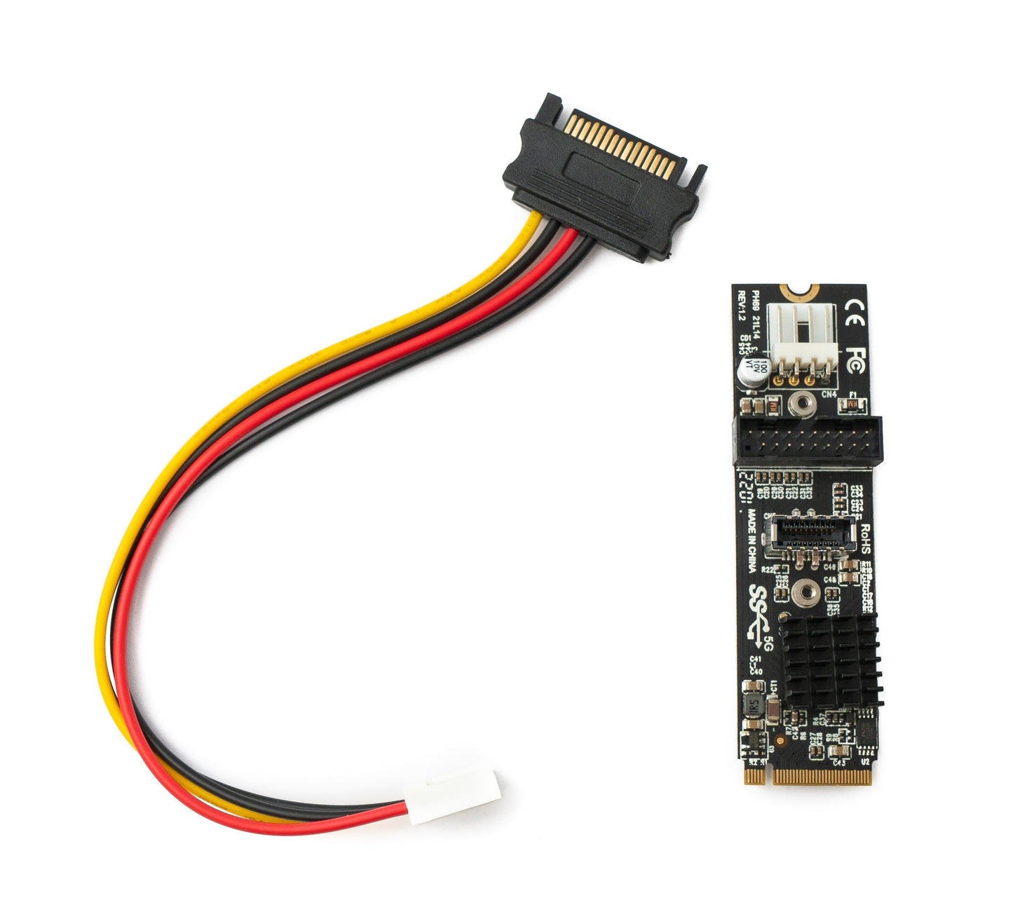 SYSTEM-S NVME snúra 20 cm M-lykill NGFF karlkyns í USB 3.1 & 2.0 framhliðartengi af gerðinni E kvenkyns