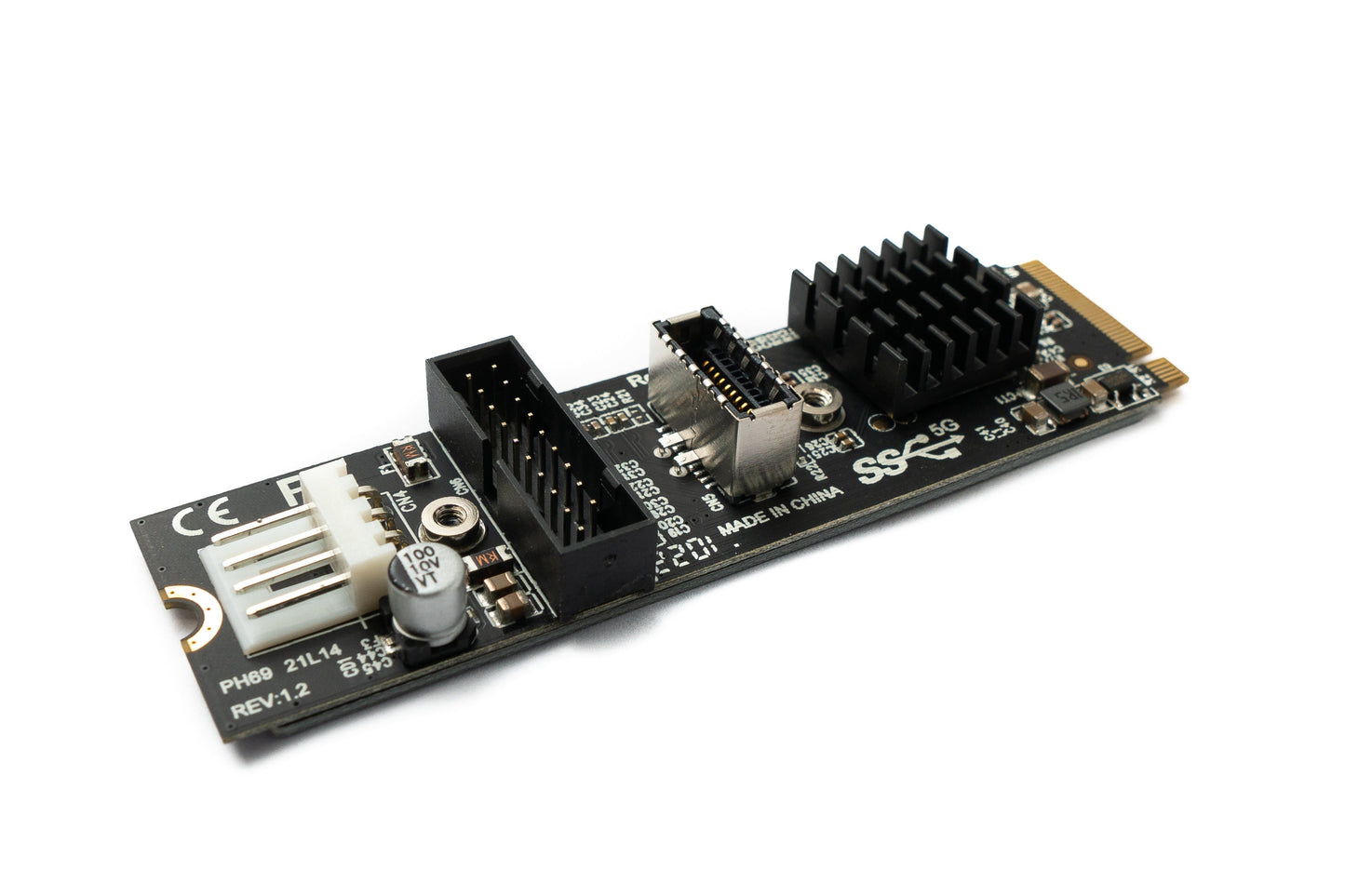 SYSTEM-S NVME snúra 20 cm M-lykill NGFF karlkyns í USB 3.1 & 2.0 framhliðartengi af gerðinni E kvenkyns