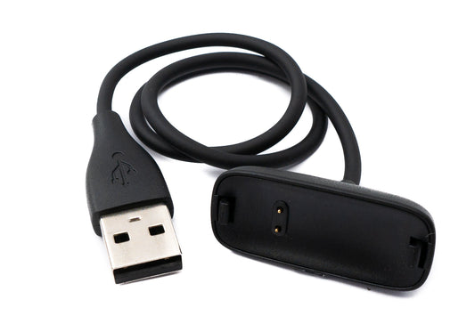 SYSTEM-S USB 2.0 snúra, 30 cm hleðslusnúra fyrir Fitbit Inspire 2 snjallúr, svört