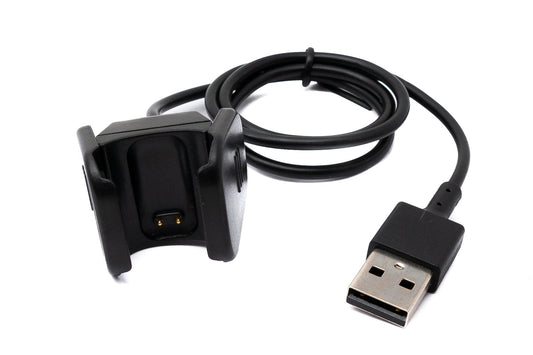 SYSTEM-S USB 2.0 snúra, 53 cm hleðslusnúra fyrir Fitbit Charge 4 snjallúr, svört