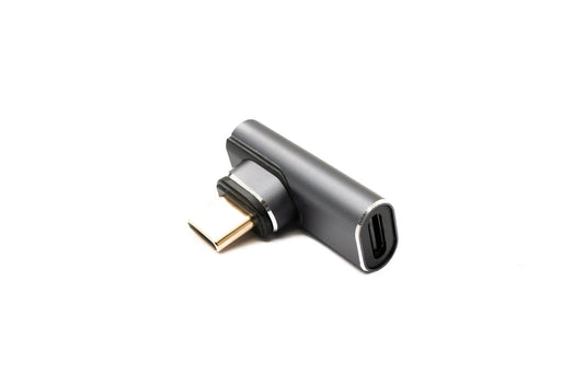 SYSTEM-S USB4 USB millistykki Tegund C karlkyns í kvenkyns 100W 40 Gbit/s USB 4.0 hornsnúra í gráu