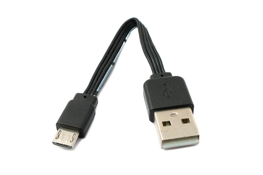 SYSTEM-S USB 2.0 cable 13 cm Micro B plug to Type A plug short flat Black