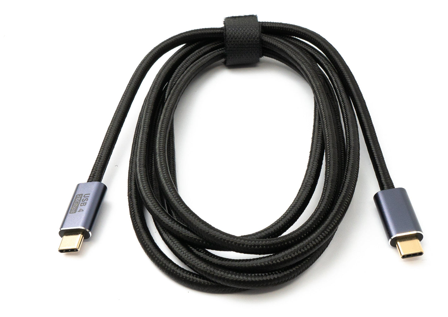 SYSTEM-S USB4 USB snúra 200 cm Tegund C karlkyns í karlkyns 20 Gbit/s USB 4.0 fléttuð svört