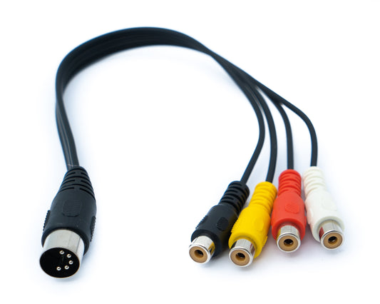 SYSTEM-S Cinch 4 RCA Kabel 30 cm Buchse zu DIN 5 polig Stecker Stereo Schwarz