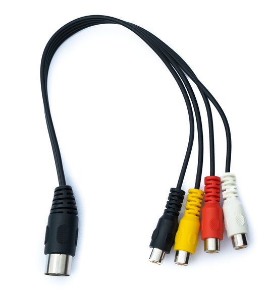 SYSTEM-S Cinch 4 RCA Kabel 30 cm Buchse zu DIN 5 polig Stecker Stereo Schwarz