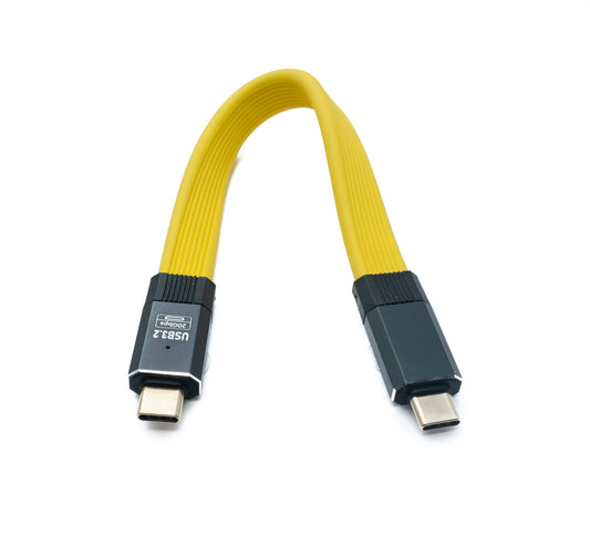 SYSTEM-S USB 3.2 Gen 2 snúra 20 cm Tegund C karlkyns í karlkyns flatsnúra gulur 20 Gbit/s 100 W