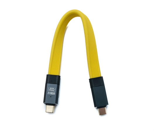 SYSTEM-S USB 3.2 Gen 2 snúra 20 cm Tegund C karlkyns í karlkyns flatsnúra gulur 20 Gbit/s 100 W