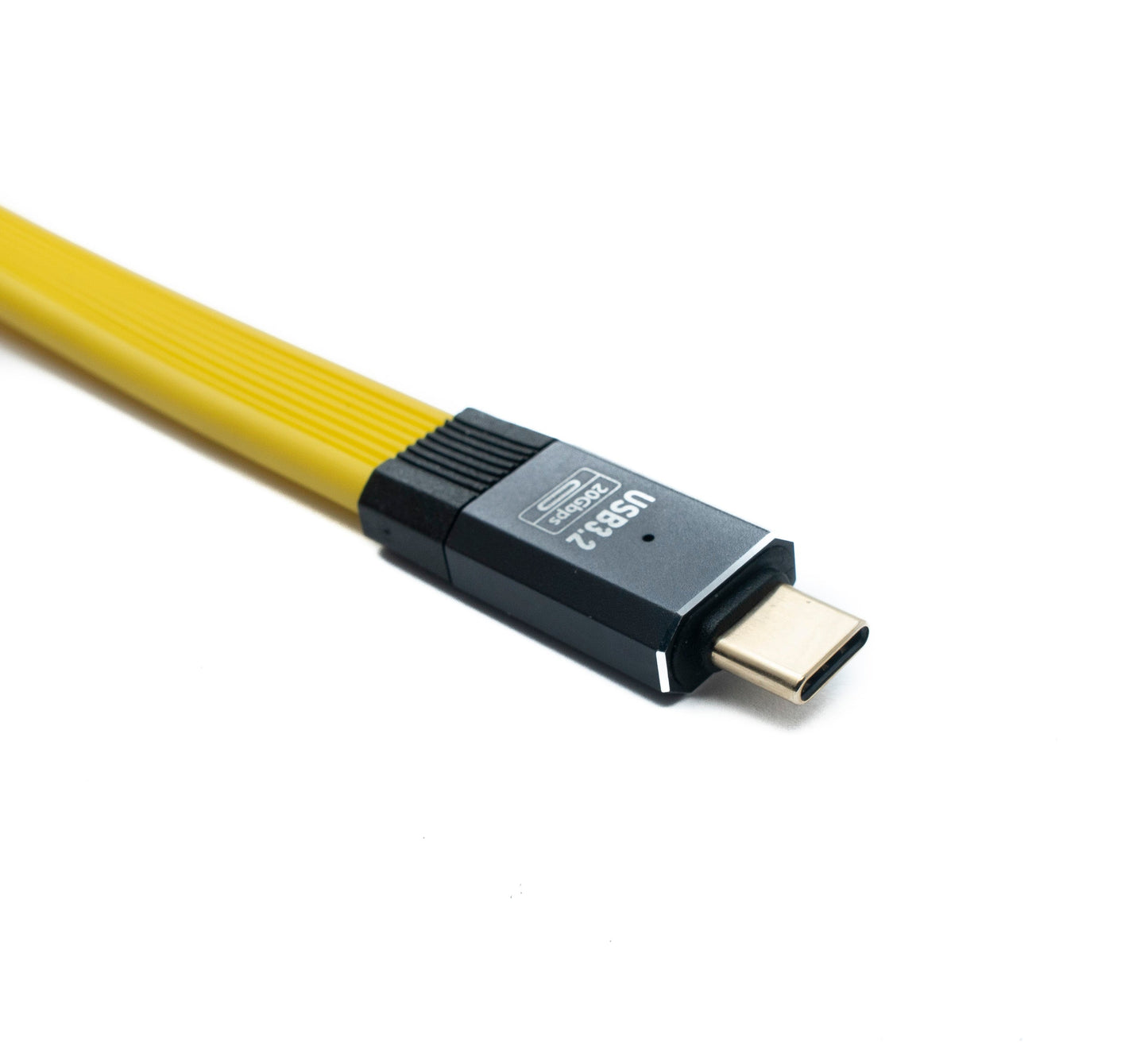 SYSTEM-S USB 3.2 Gen 2 snúra 20 cm Tegund C karlkyns í karlkyns flatsnúra gulur 20 Gbit/s 100 W
