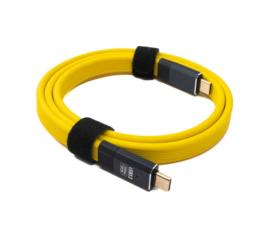 SYSTEM-S USB 3.2 Gen 2 snúra 80 cm Tegund C karlkyns í karlkyns flatsnúra gulur 20 Gbit/s 100 W