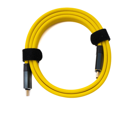 SYSTEM-S USB 3.2 Gen 2 snúra 80 cm Tegund C karlkyns í karlkyns flatsnúra gulur 20 Gbit/s 100 W