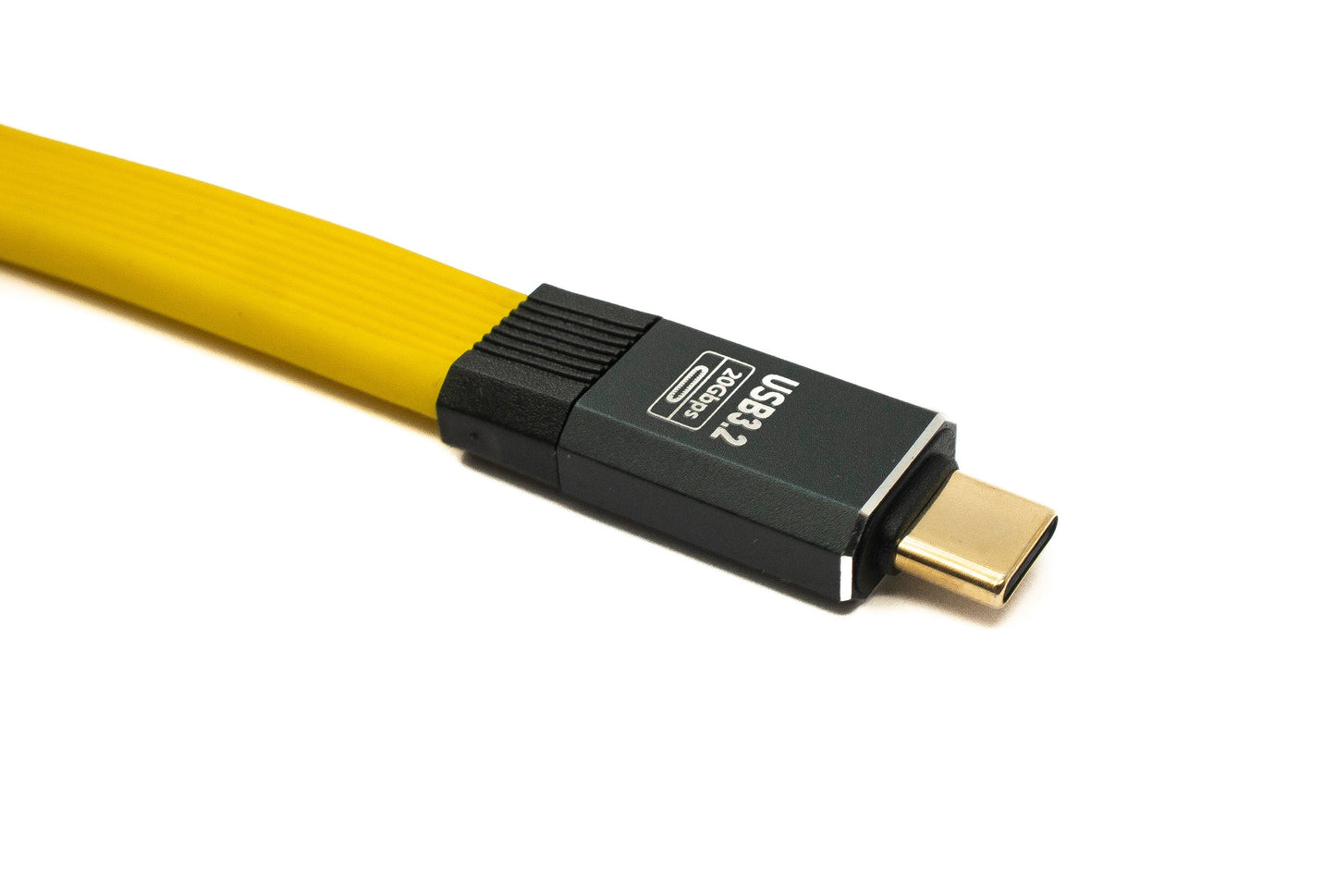 SYSTEM-S USB 3.2 Gen 2 snúra 80 cm Tegund C karlkyns í karlkyns flatsnúra gulur 20 Gbit/s 100 W