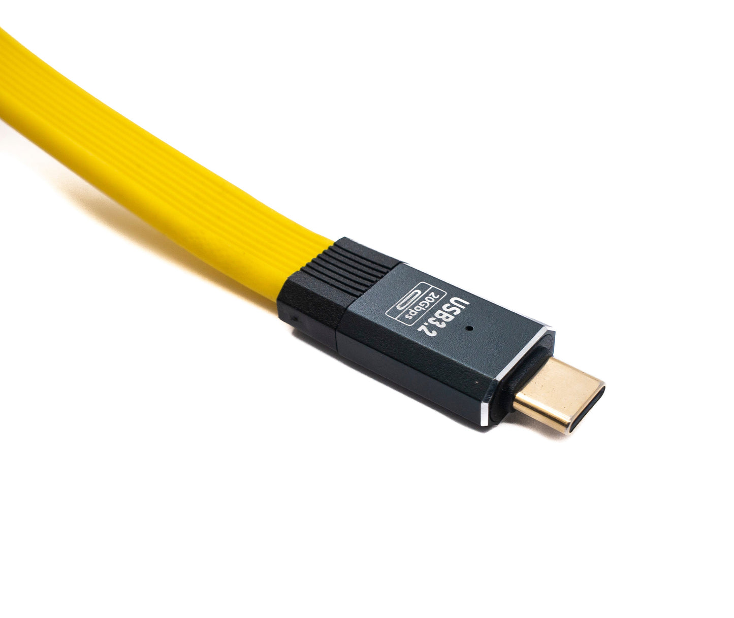 SYSTEM-S USB 3.2 Gen 2 snúra 80 cm Tegund C karlkyns í karlkyns flatsnúra gulur 20 Gbit/s 100 W