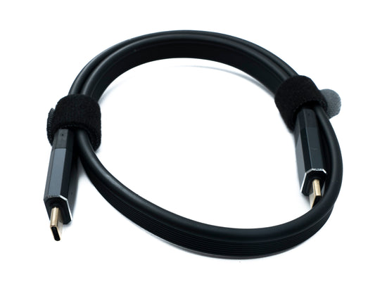 SYSTEM-S USB 3.2 Gen 2 snúra 50 cm Tegund C karlkyns í karlkyns flatsnúra svart 20 Gbit/s 100 W