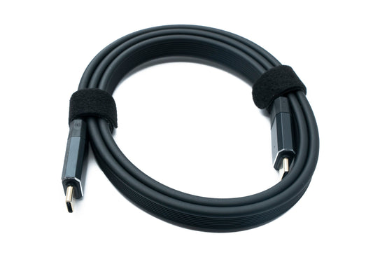 SYSTEM-S USB 3.2 Gen 2 snúra 80 cm Tegund C karlkyns í karlkyns flatsnúra svart 20 Gbit/s 100 W