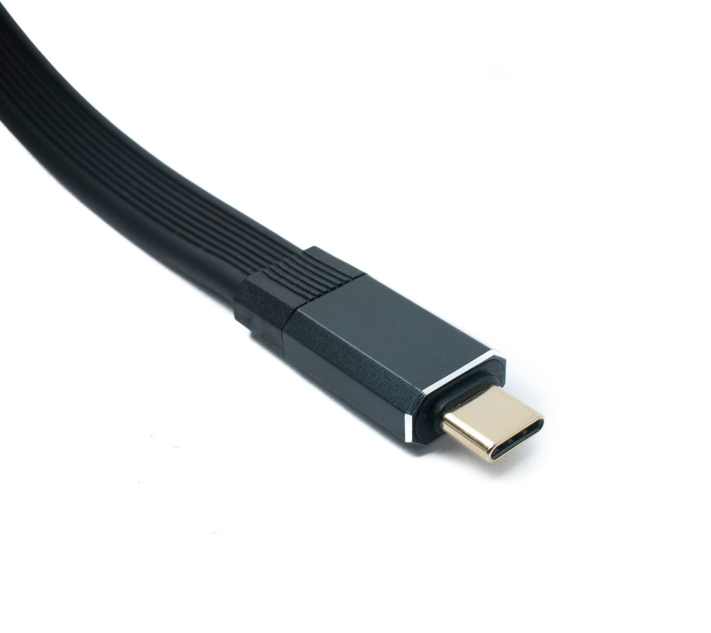SYSTEM-S USB 3.2 Gen 2 snúra 80 cm Tegund C karlkyns í karlkyns flatsnúra svart 20 Gbit/s 100 W