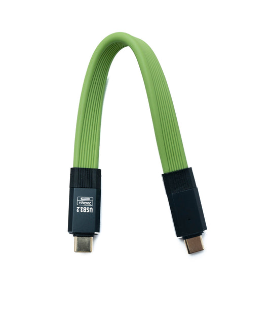 SYSTEM-S USB 3.2 Gen 2 snúra 20 cm Tegund C karlkyns í karlkyns flatsnúra græn 20 Gbit/s 100 W
