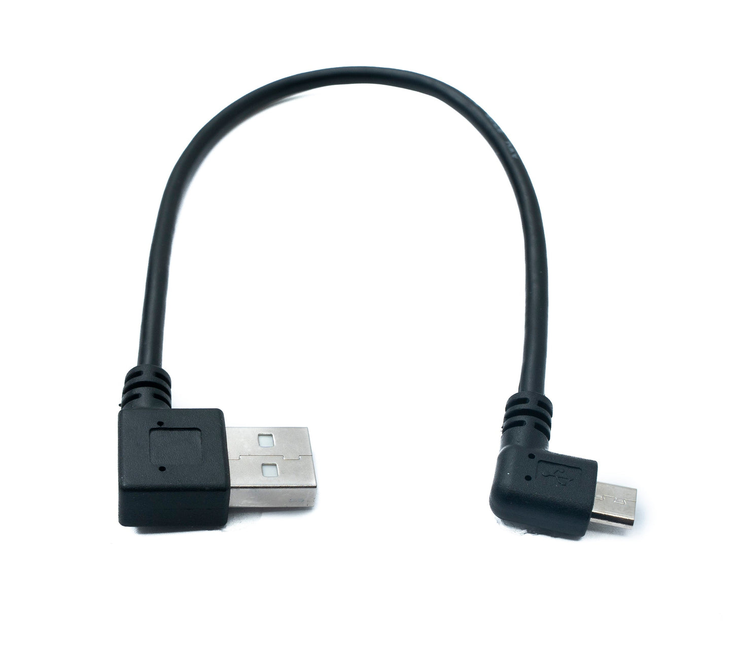 SYSTEM-S USB 2.0 snúra 20 cm Micro B tengi í Type A tengi Vinstri Hægri hornrétt