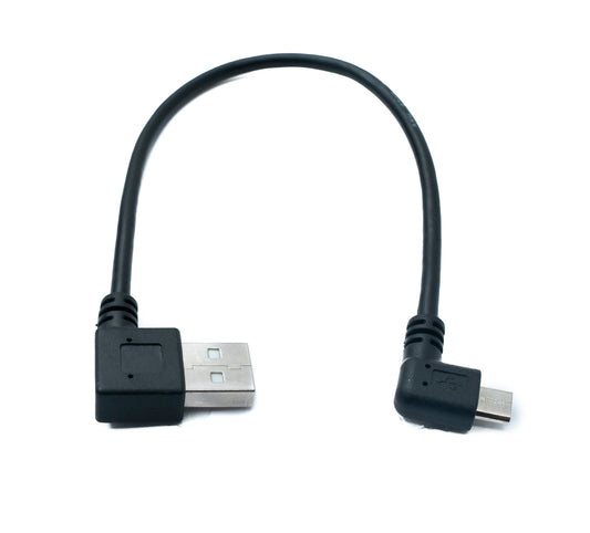 SYSTEM-S USB 2.0 snúra 20 cm Micro B tengi í Type A tengi Vinstri Hægri hornrétt