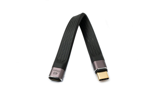 SYSTEM-S USB4 USB snúra 13 cm Tegund C karlkyns í kvenkyns 40 Gbit/s USB 4.0 flatur í svörtum