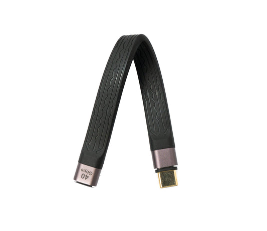 SYSTEM-S USB4 USB snúra 13 cm Tegund C karlkyns í kvenkyns 40 Gbit/s USB 4.0 flatur í svörtum