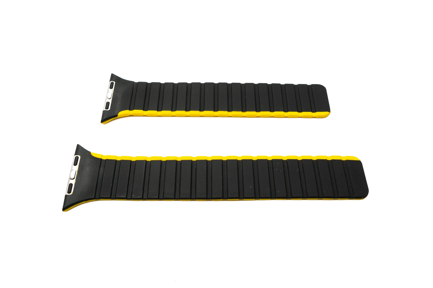 SYSTEM-S armband 42 44 45 49 mm úr sílikoni, sveigjanlegt og segulmagnað fyrir Apple Watch snjallúr, svart og gult