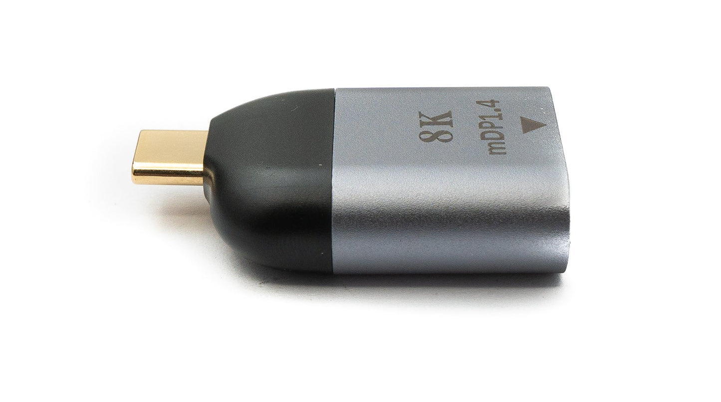 SYSTEM-S DisplayPort millistykki Mini DP kvenkyns í USB 3.1 Tegund C karlkyns 4K snúra í gráu