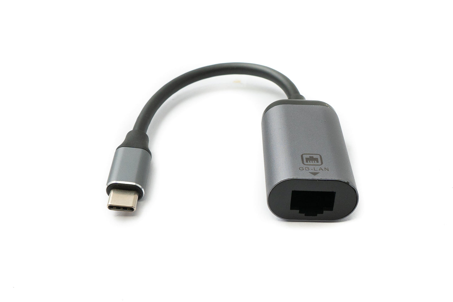 SYSTEM-S LAN snúra 19 cm RJ45 tengi í USB 3.1 Type C tengi millistykki í gráu