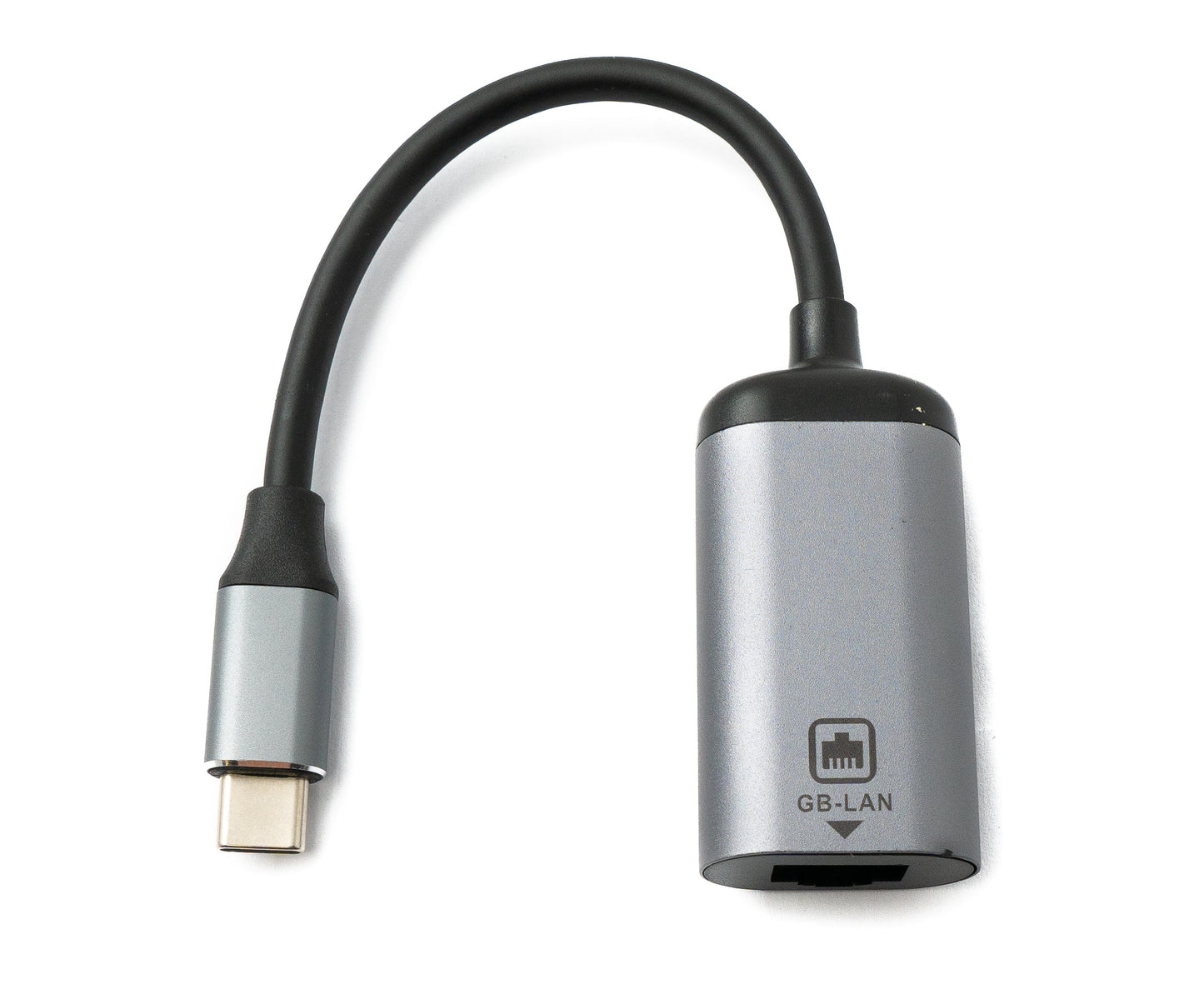 SYSTEM-S LAN snúra 19 cm RJ45 tengi í USB 3.1 Type C tengi millistykki í gráu